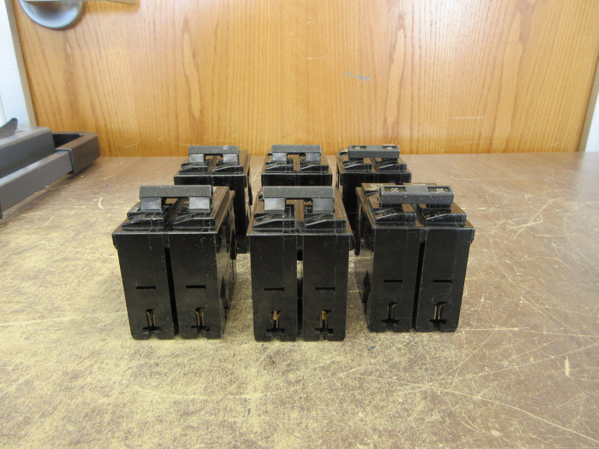 Siemens/ITE Type QP Clip-On Circuit Breaker Q220 20A 120/240V 2P *Lot of 6* Used