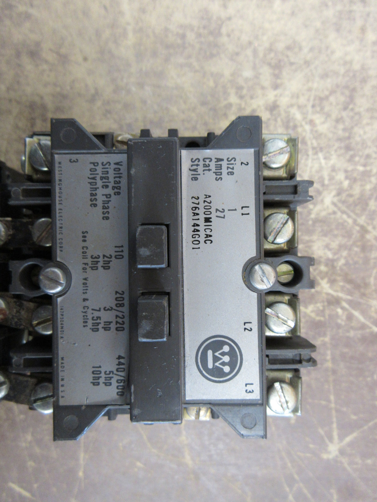 Westinghouse Starer A200MICAC Style H: 276A144G01 120V Coil 600V Used
