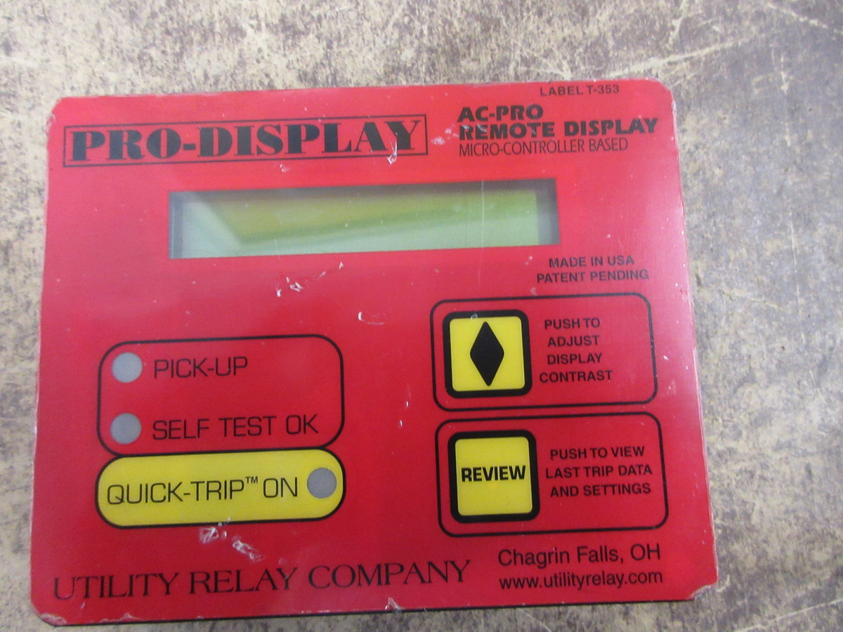 Utility Relay Company Pro-Display AC-Pro Remote Display T-353 Used