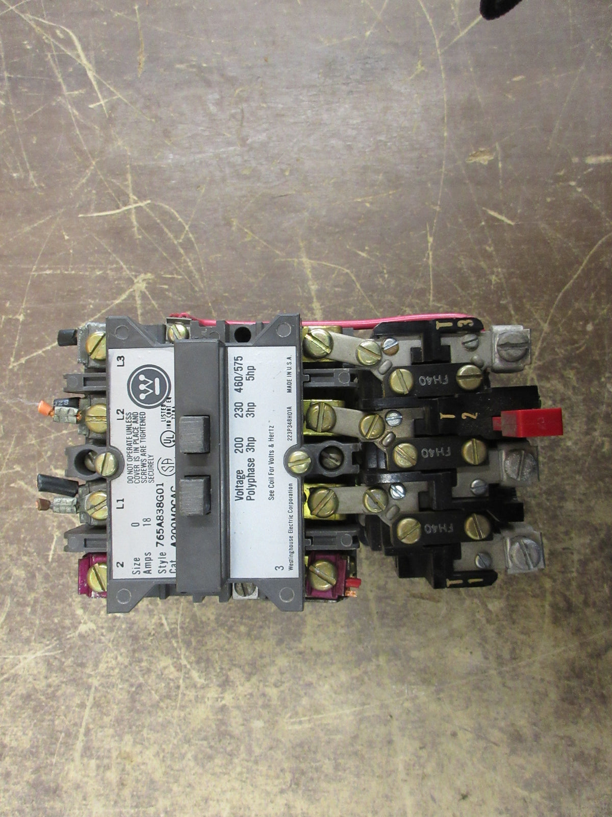 Westinghouse Size 0 Starter A200MOCAC Style #: 765A838G01 120V Coil Used