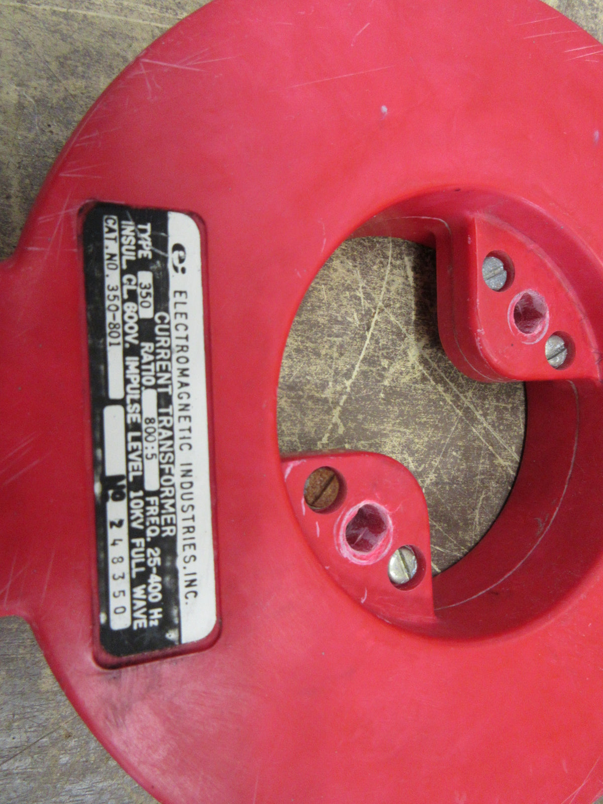 Electromagnetic Industries Current Transformer 350-801 Ratio 800:5A 600V Used