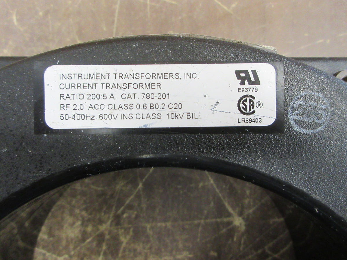 Instrument Transformers Current Transformer 780-201 Ratio 200:5A 600V Used