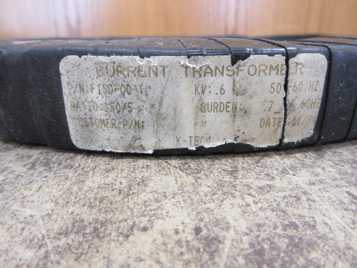 K-Tech Current Transformer F150-00-T Ratio 150:5A 600V 50-60Hz Used