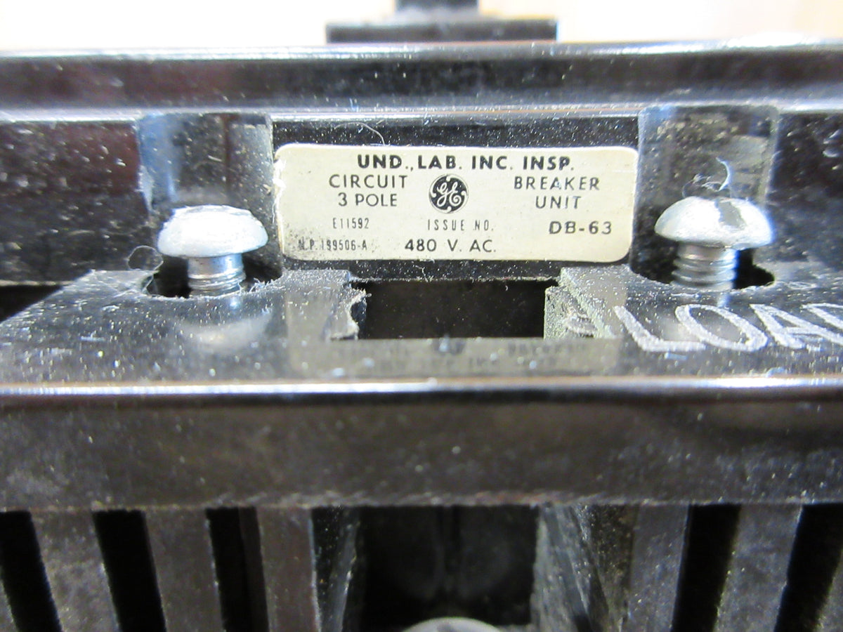 GE Circuit Breaker TEF134020 20A 480V 3P (2) Mounting Screw  Used