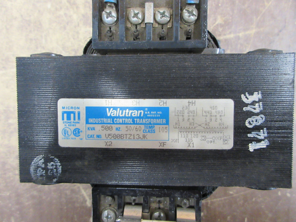 Micron Impervitran Control Transformer B500BTZ13JK 0.500kVA Pri: 240/480V Used