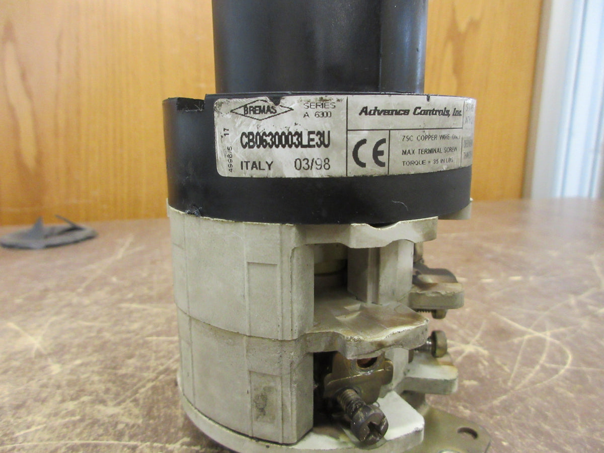 Advance Controls Series A 6300 Disconnect Switch CB0630003LE3U 85A 600V Used