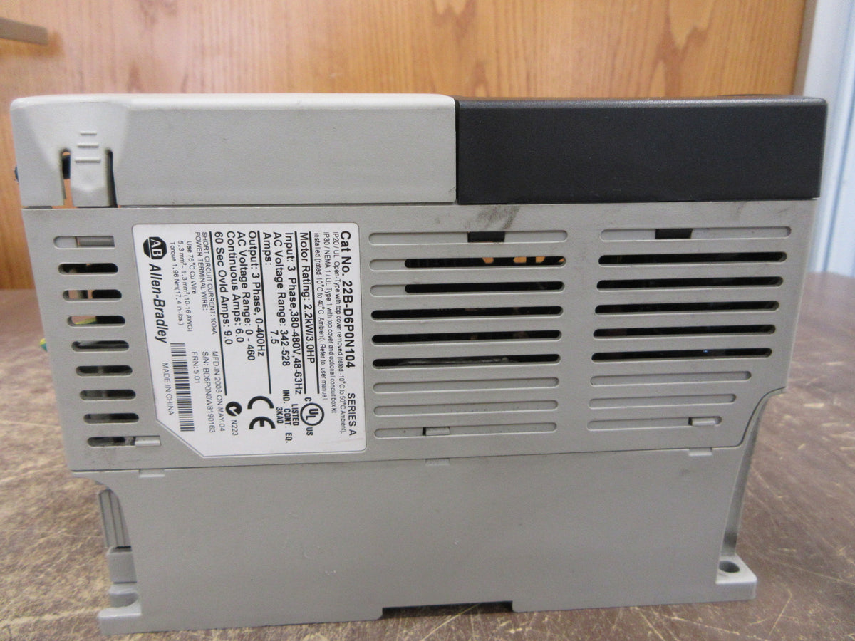 Allen-Bradley PowerFlex 40 AC Drive 22B-D6P0N104 Ser. A 3HP 3Ph Used