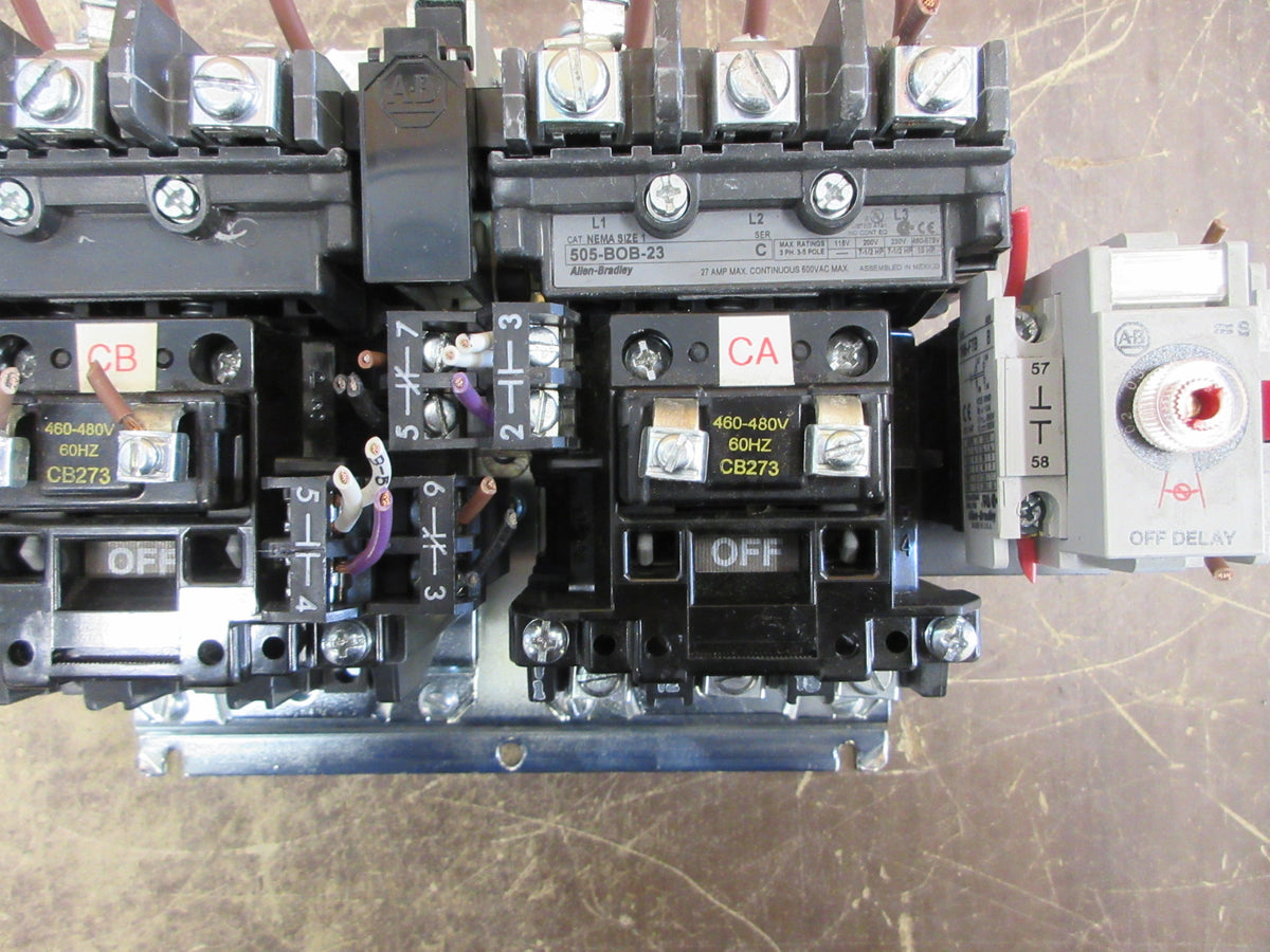 Allen-Bradley Size 1 Reversing Contactor 505-BOB-23 Ser. C 460-480V Coil 27A